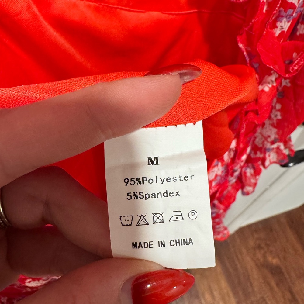 Floral Ruffle Red Dress - Picture 8 of 8